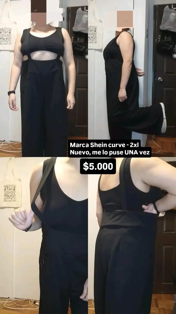 Pantalón con tirante negro Shein Curve