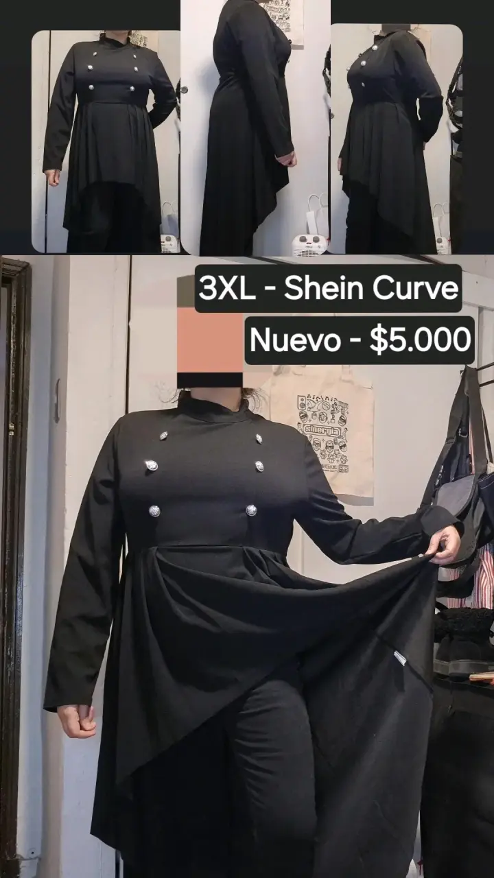 Polera con caída larga negro Shein Curve