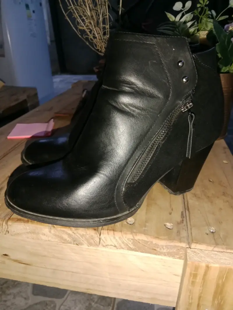 Botines negros de cuero - 1