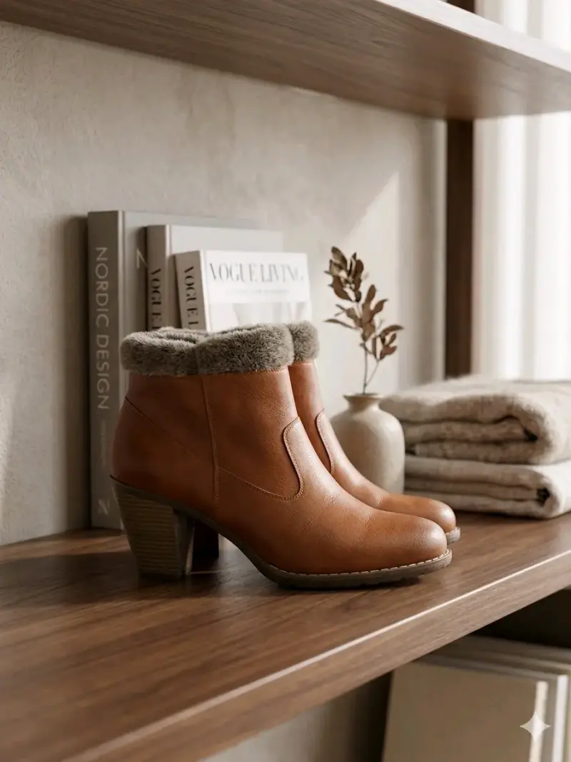 Botines camel con forro de piel