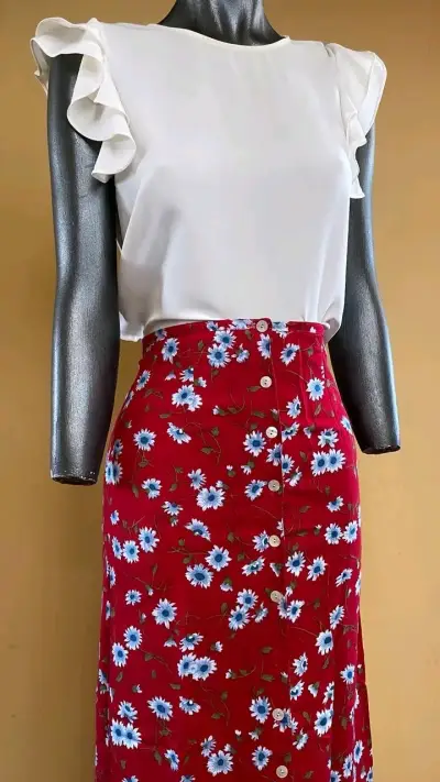 Maxi falda floral roja - miniatura 2