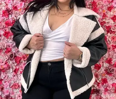 Chaqueta negra con forro de borrego - miniatura 2