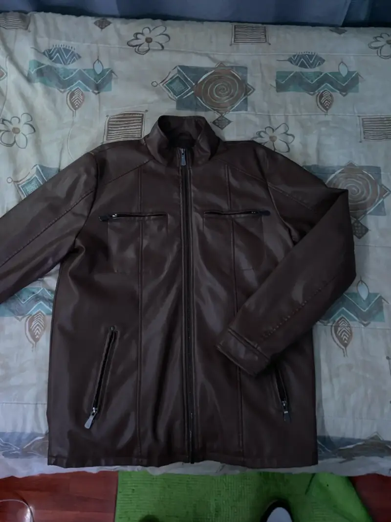 Chaqueta Cuero Café - Kenneth Stevens Talla M - 1