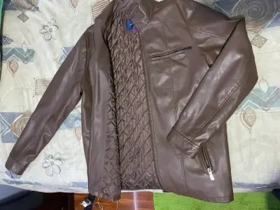 Chaqueta Cuero Café - Kenneth Stevens Talla M - miniatura 2