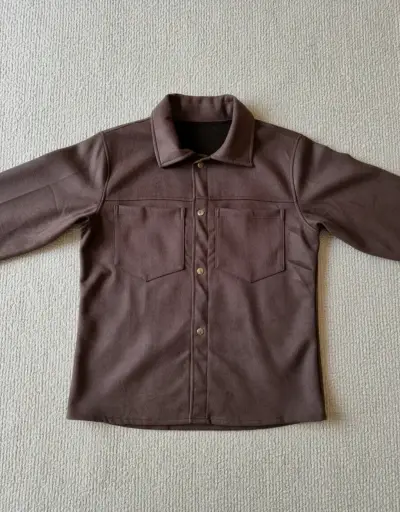 Camisa gamuza mujer manga larga negra y café - miniatura 2