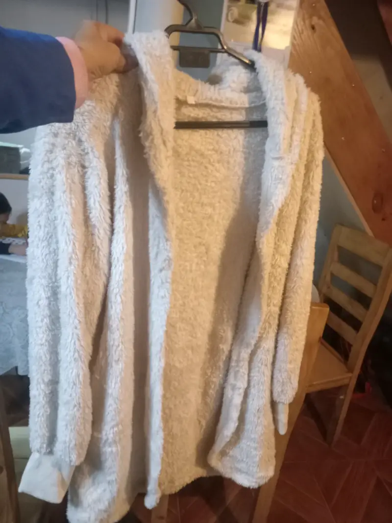 Abrigo de felpa beige - 2