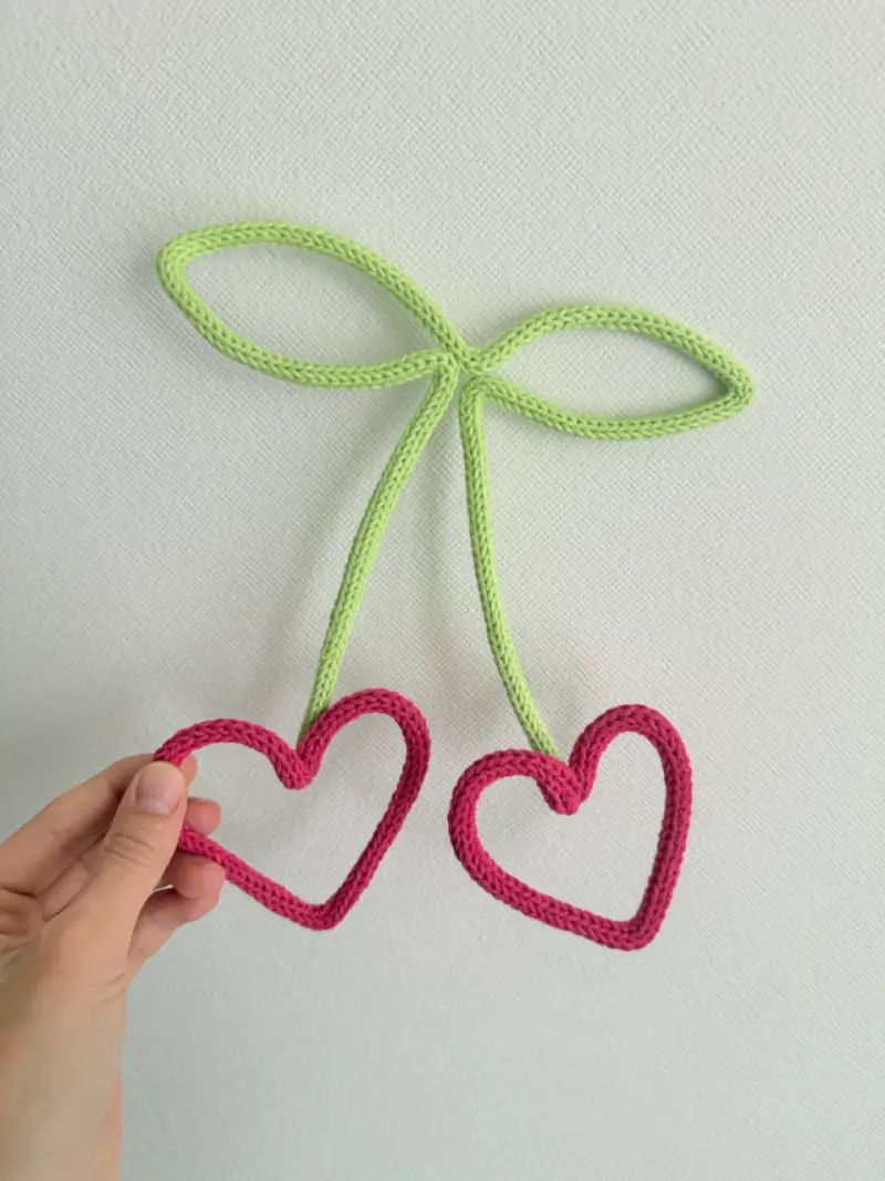 Decoración de pared corazones tejidos - cherry - 1