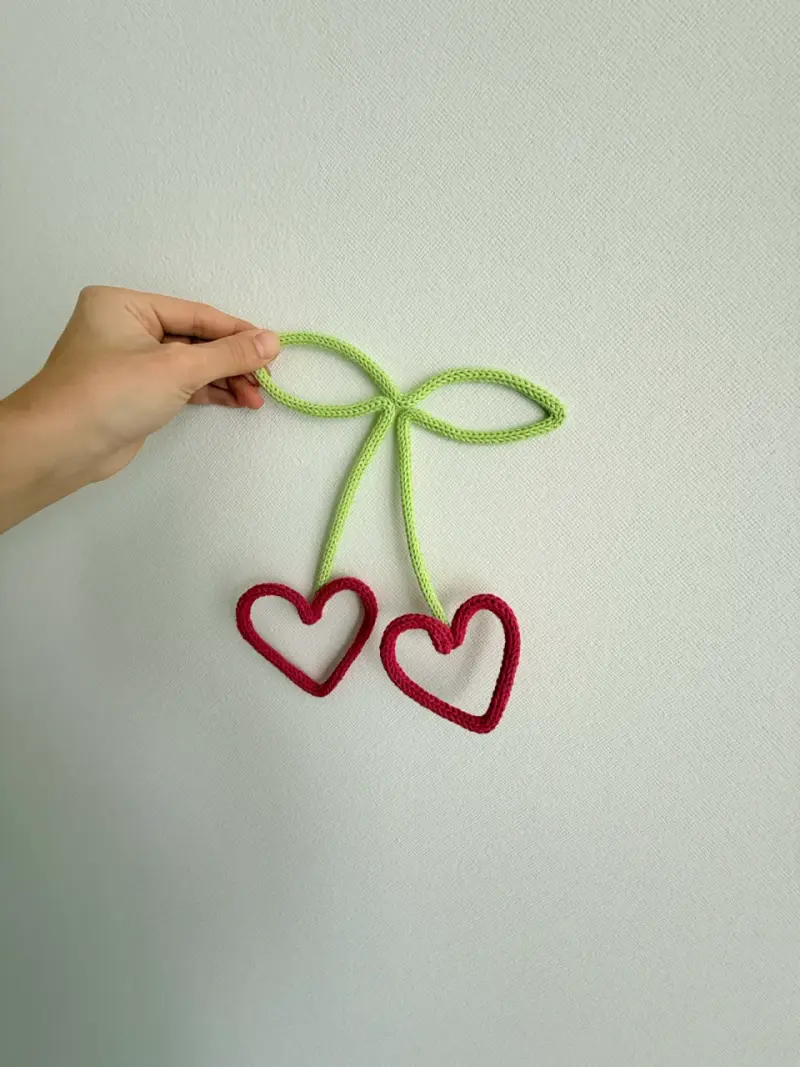 Decoración de pared corazones tejidos - cherry - 2