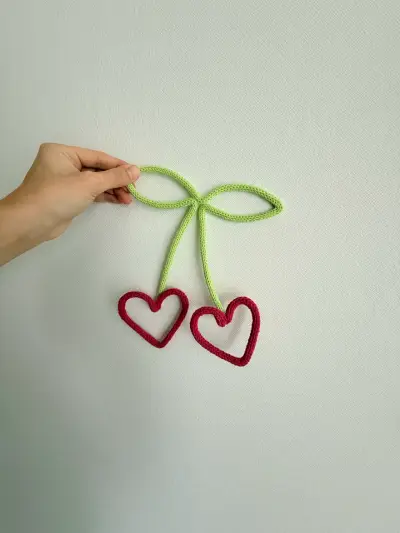 Decoración de pared corazones tejidos - cherry - miniatura 2