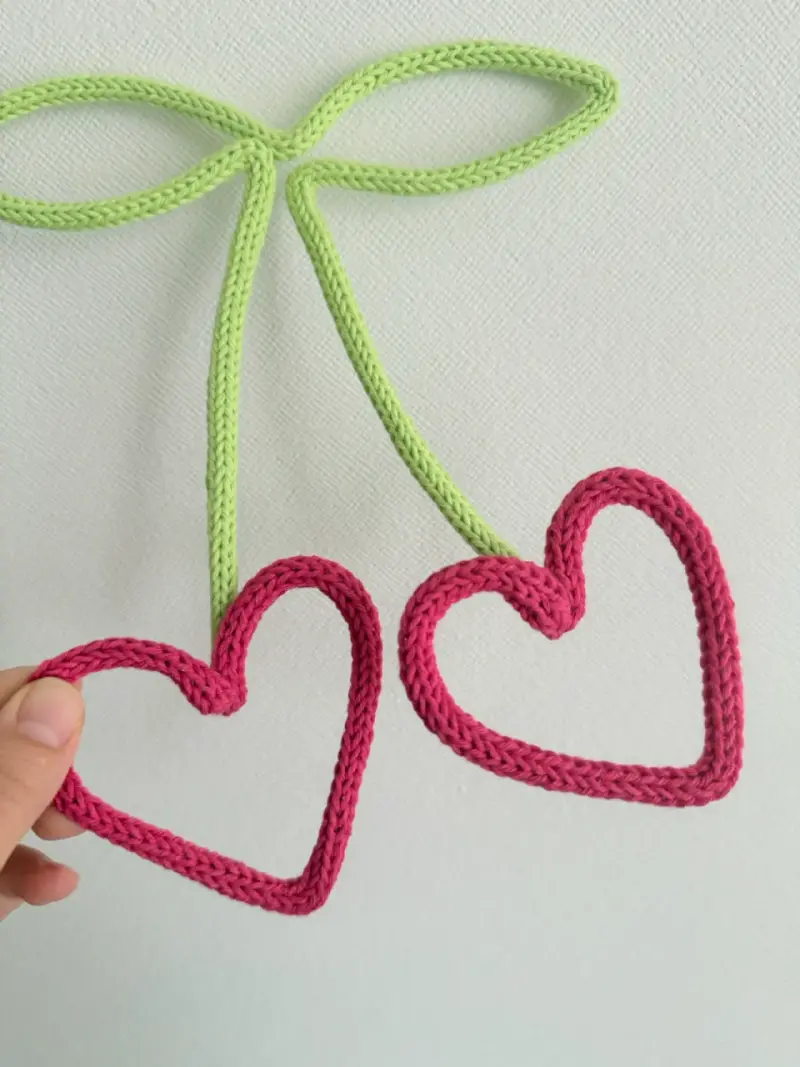 Decoración de pared corazones tejidos - cherry - 3