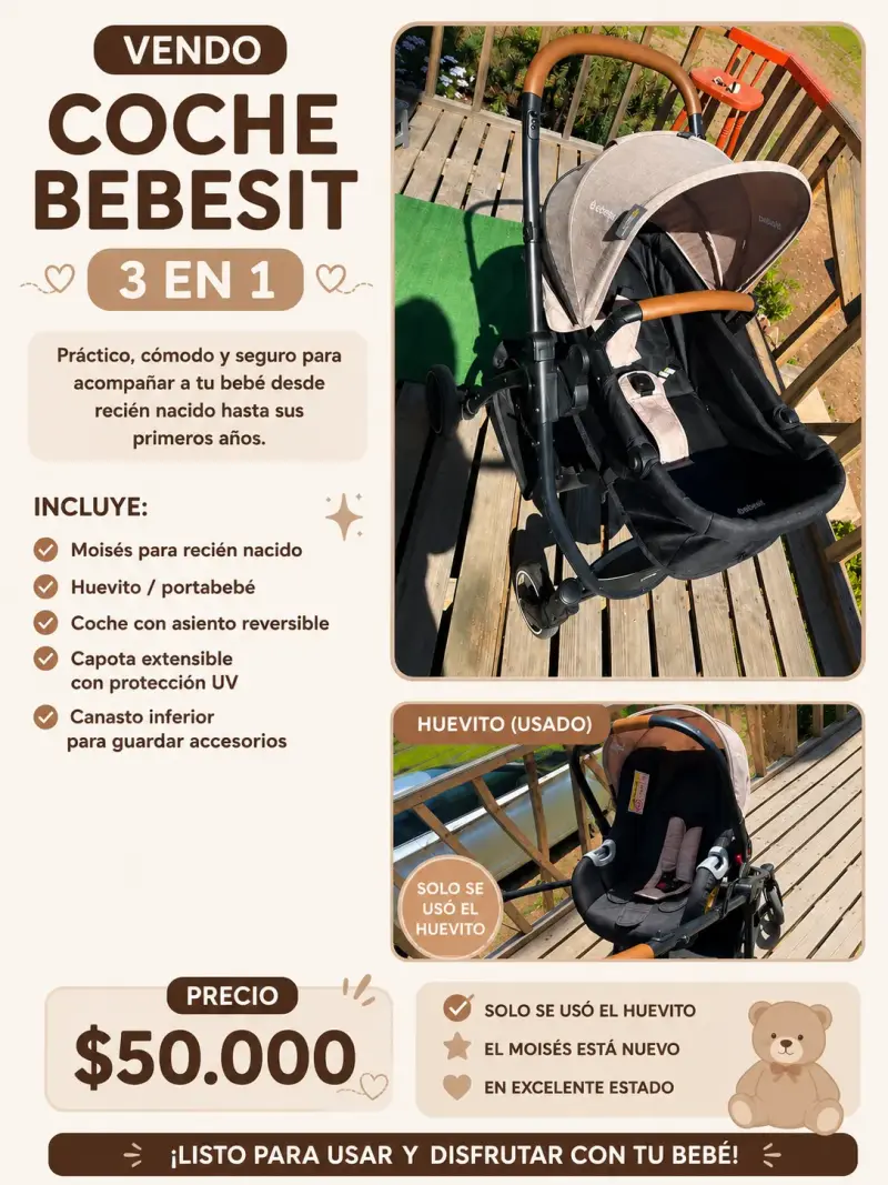 Coche Bebesit 3 en 1