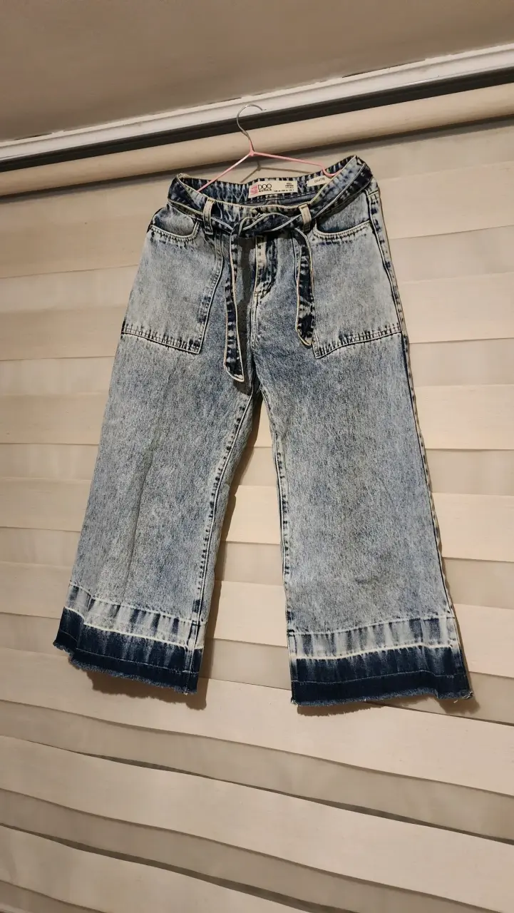 Jeans anchos deslavados azules - 1