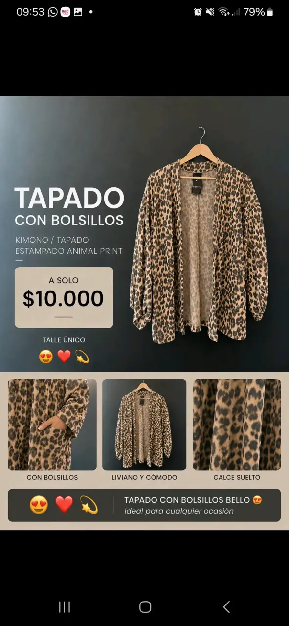Kimono animal print con bolsillos