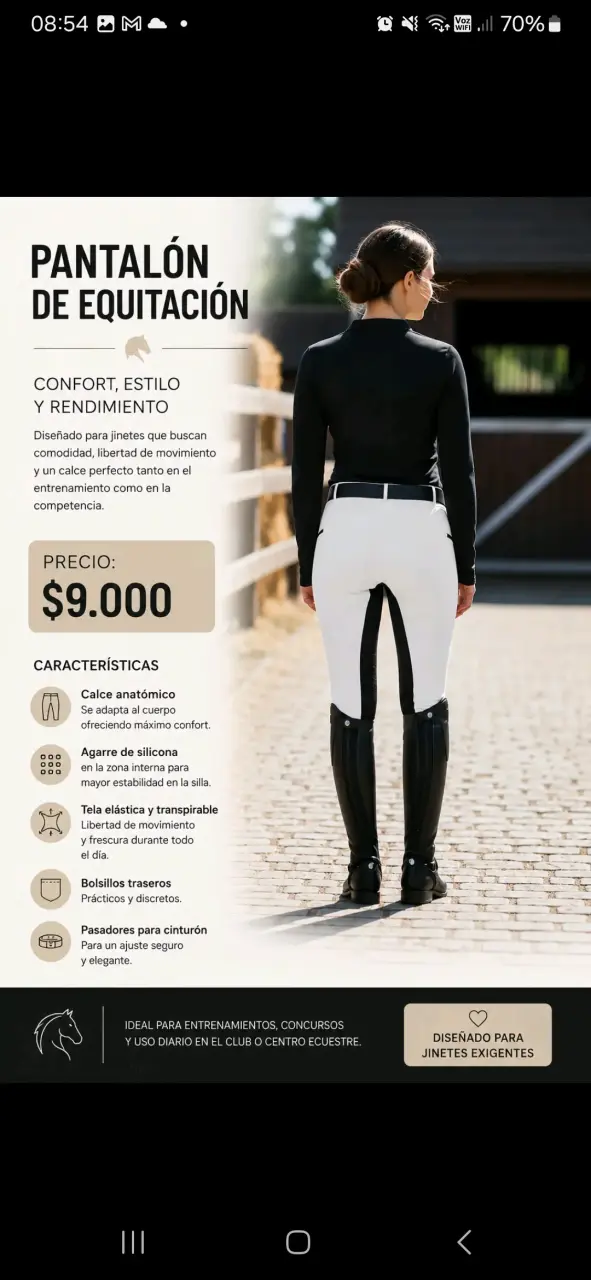 Pantalón de equitación blanco y negro