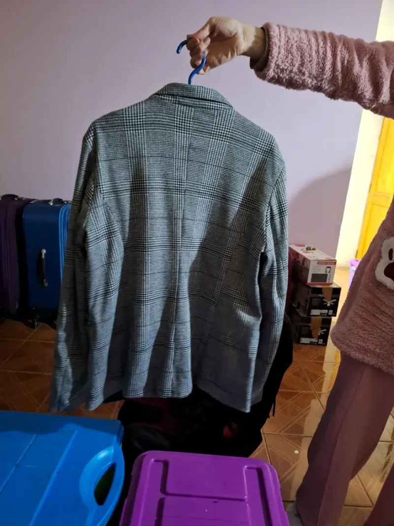 Blazer a cuadros gris - 2