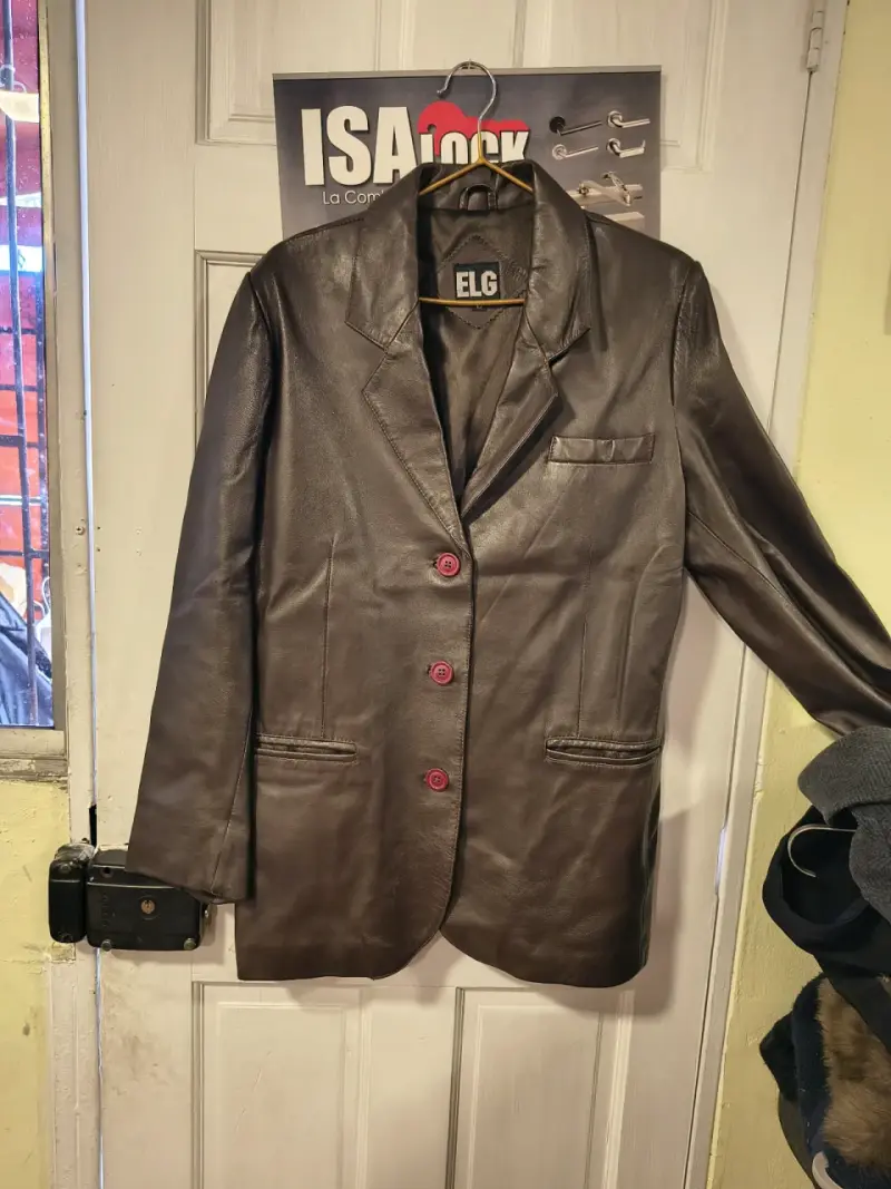 Blazer de cuero ELG café - 1