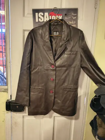 Blazer de cuero ELG café - miniatura 1
