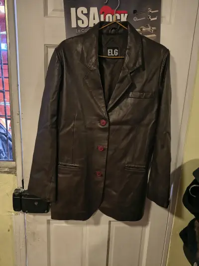 Blazer de cuero ELG café - miniatura 2