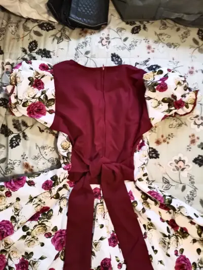 Vestido folclórico floral burdeo - miniatura 4