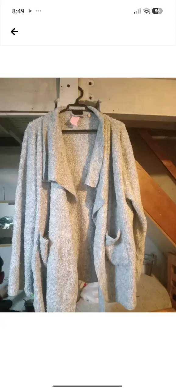 Chaleco peludo gris para mujer - 2
