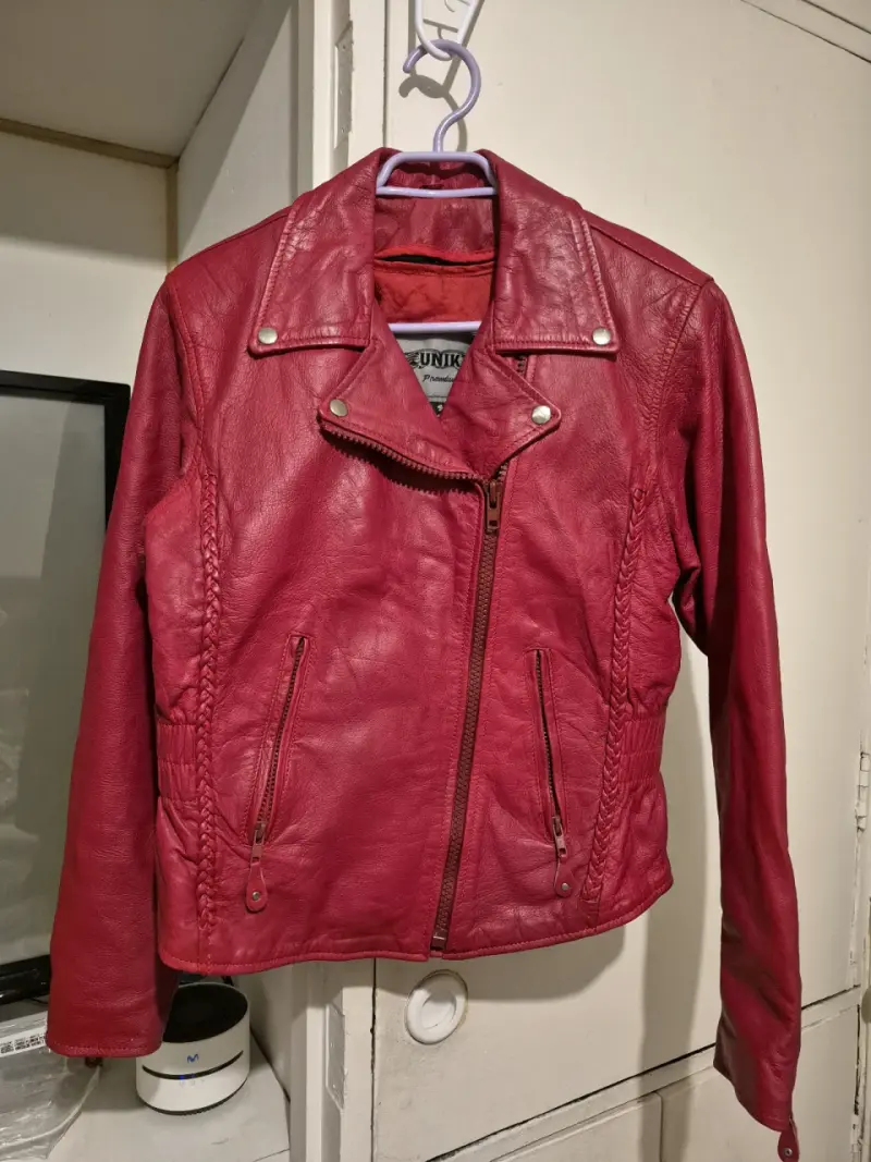 Chaqueta de cuero roja Italiano - 1