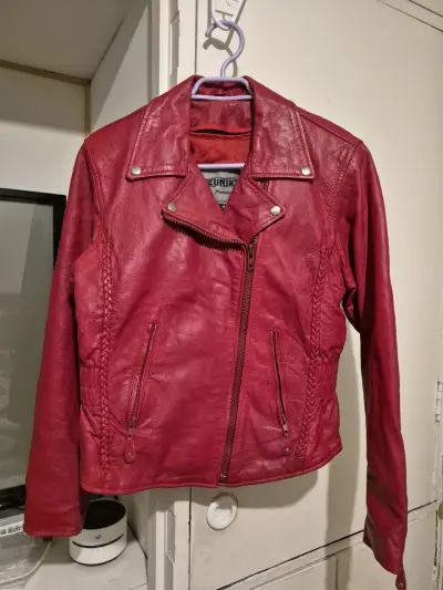 Chaqueta de cuero roja Italiano - miniatura 1