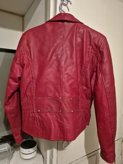 Chaqueta de cuero roja Italiano - miniatura 2