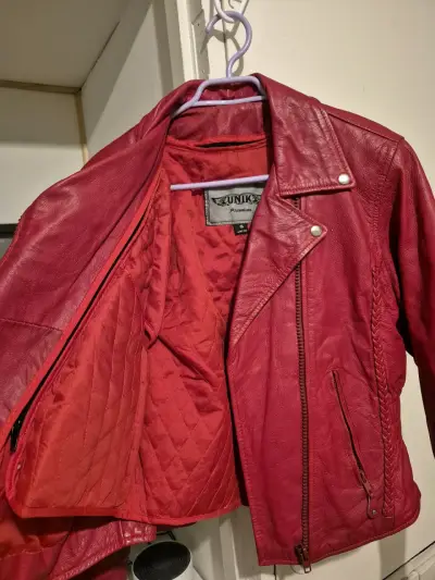 Chaqueta de cuero roja Italiano - miniatura 3