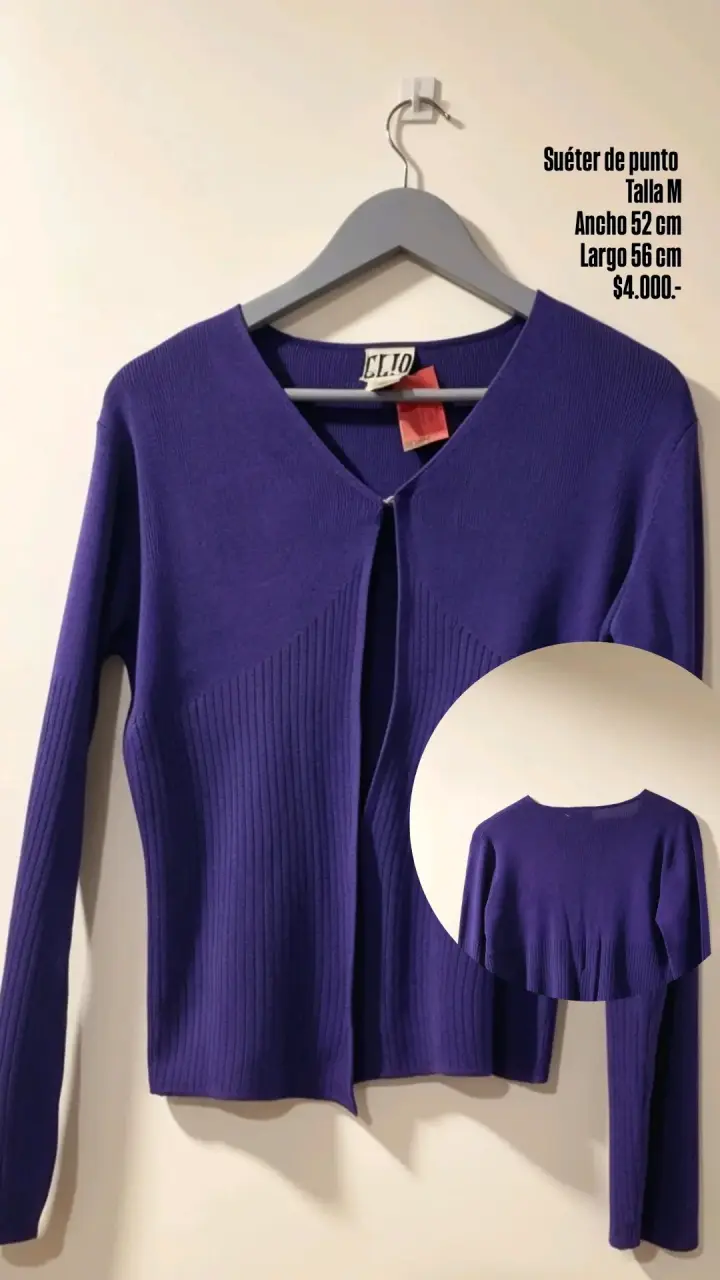Suéter morado de punto talla M - 1