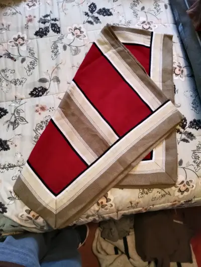 Manta de huaso, rojo y beige - miniatura 2