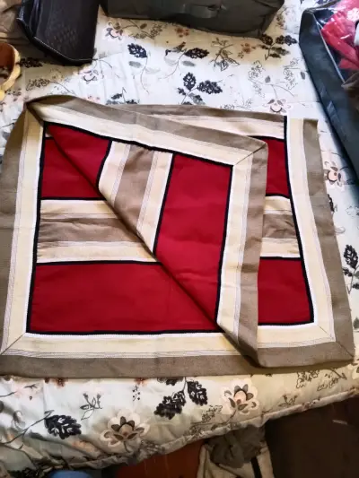 Manta de huaso, rojo y beige - miniatura 3
