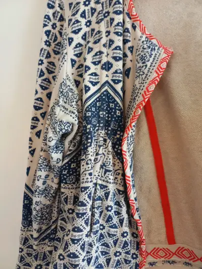 Chaqueta estampada azul y beige - miniatura 4