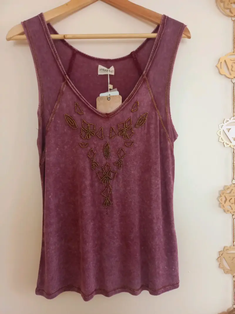 Polera sin mangas morada - 1