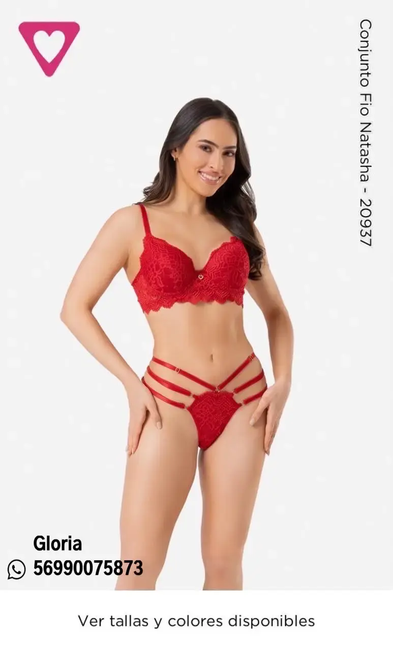 Conjunto lencería rojo encaje - 1