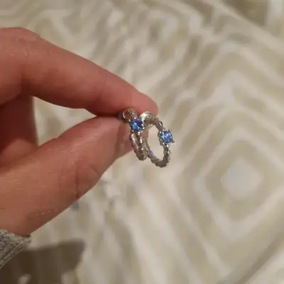Aros de plata con gemas azules - miniatura 4