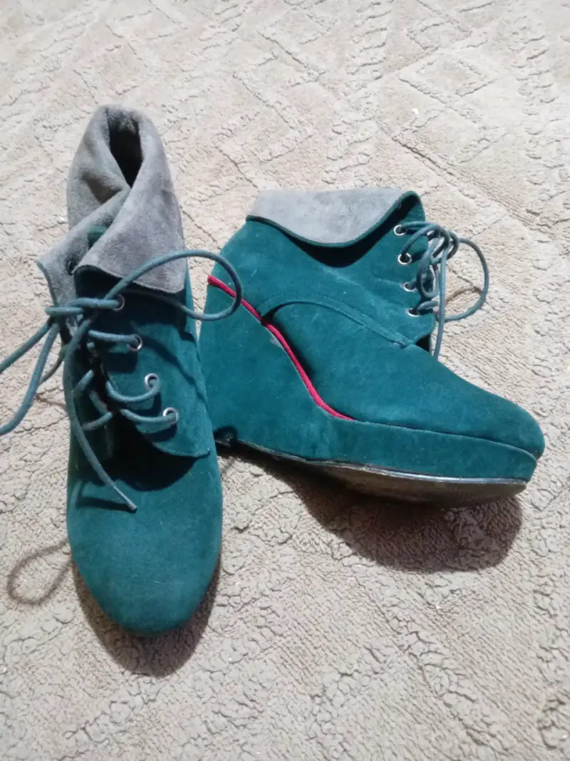 Botines mujer verde y gris - 1