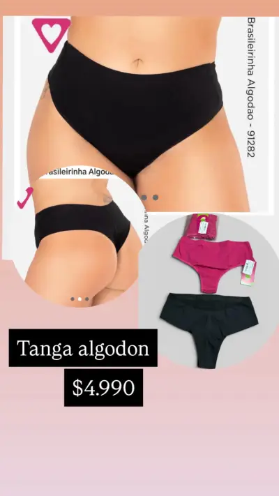 Tanga de algodón negra - miniatura 1