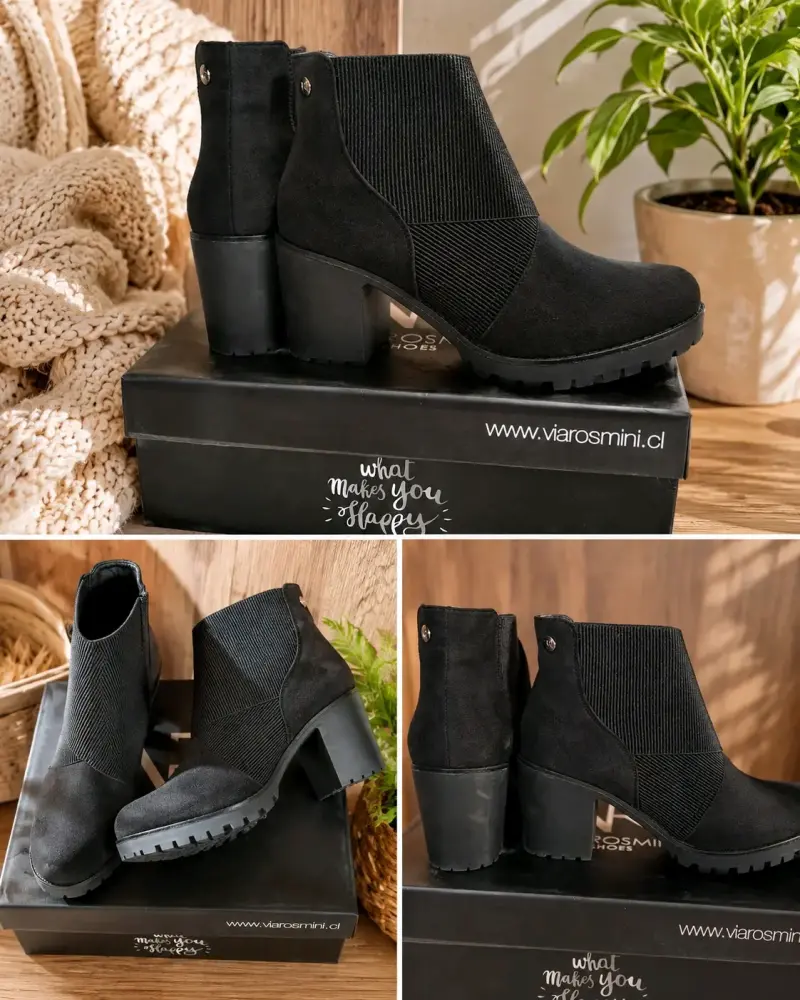 Botines negros mujer texturizados