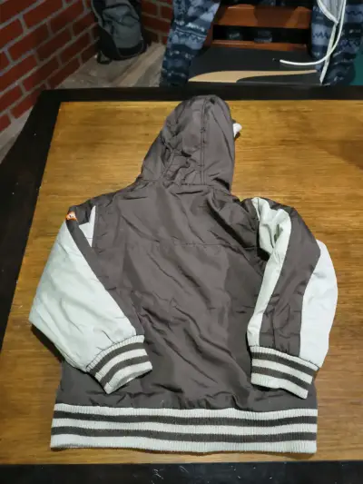 Parka con capucha marrón y crema - miniatura 2