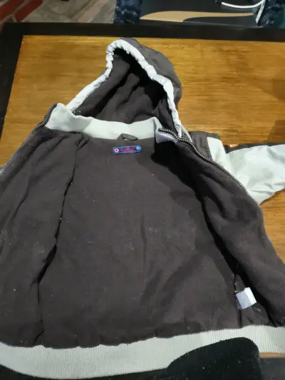Parka con capucha marrón y crema - miniatura 3