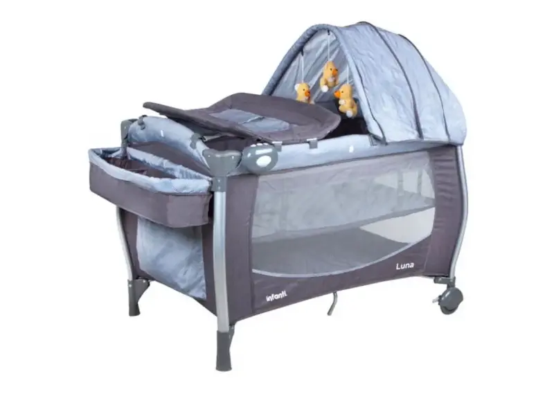 Cuna colecho gris con protector - 3