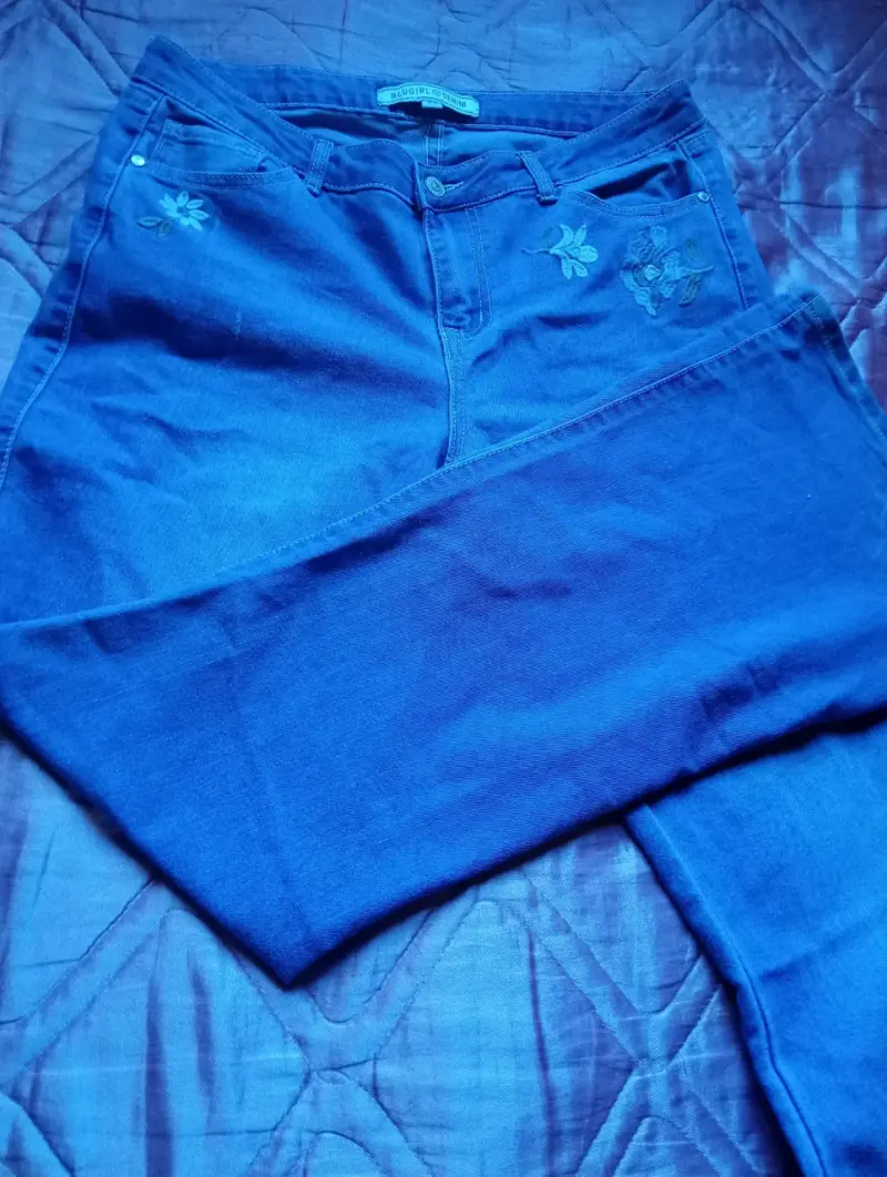 Jeans bordados azules - 1
