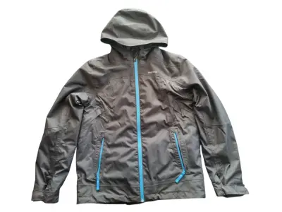Chaqueta impermeable gris con capucha - miniatura 1