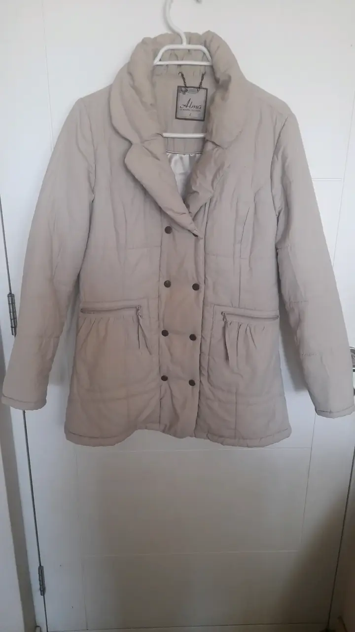 Parka tipo abrigo acolchada beige - 1