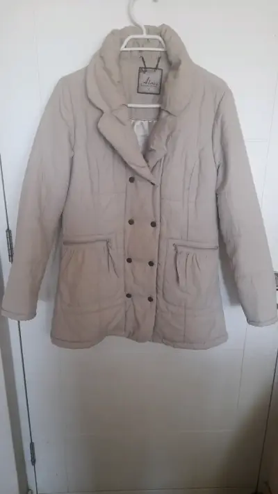 Parka tipo abrigo acolchada beige - miniatura 1