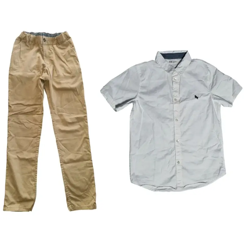Conjunto camisa y pantalón beige - 1