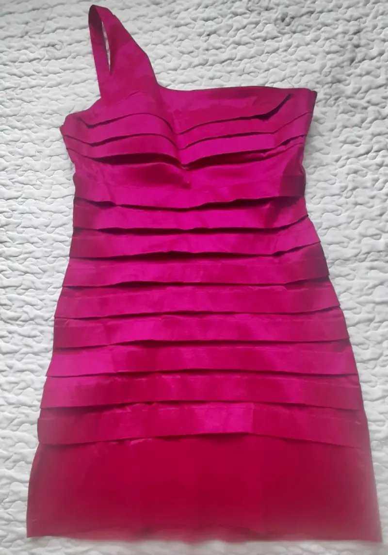 Vestido de fiesta corto rosa fucsia - 1