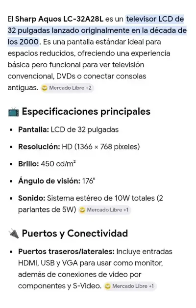 Televisor Sharp Aquos 32 pulgadas - miniatura 3