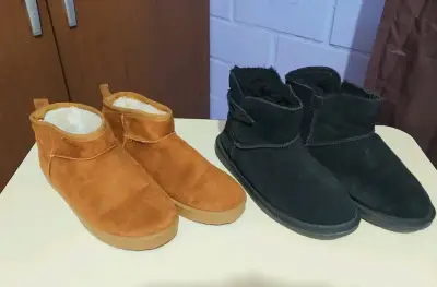 Botines de invierno negro y marrón - miniatura 1