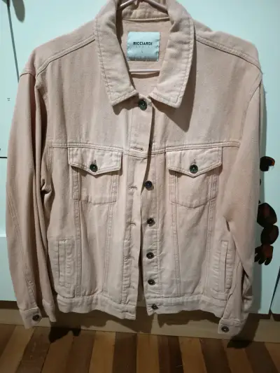Chaqueta de mezclilla color beige/rosa palido - miniatura 1